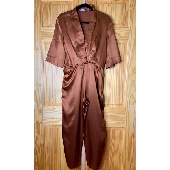 Pants - Vintage Bronzy caramel 100% Silk Jumpsuit